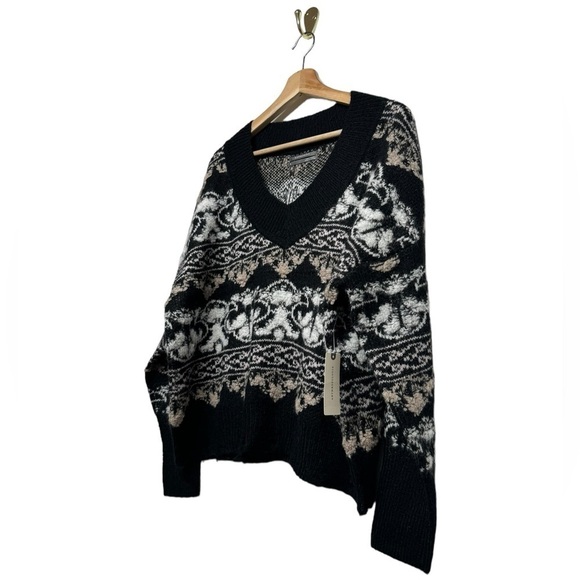 NWT ANTHROPOLOGIE Textured V-Neck Sweater Black XS - Picture 7 of 12